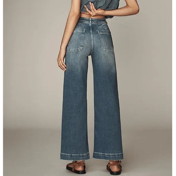 Maeve Ettie High Rise Wide Leg Full Length Anthropologie Jeans Like Colette - Picture 3 of 10